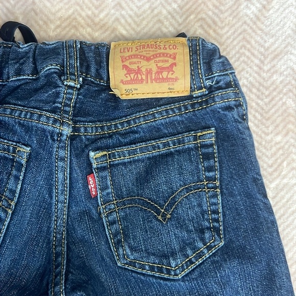 Levi’s 505 Baby Dark Denim Blue Jeans sz 4 Reg elasticized adjustable waist - Picture 7 of 8